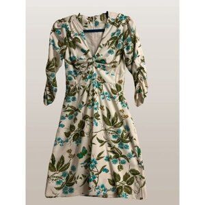 Vtg Shannon Mclean Silk dresses butterflies 3/4 sleeves pulled v-neck lined Size